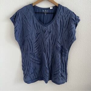 By Chico’s Pre-Wrinkled Blue Cotton Modal Shirt Size 2 - Large